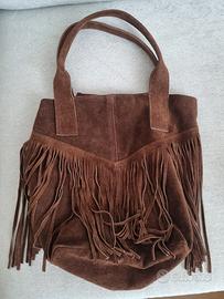 Borsa in camoscio marrone scuro