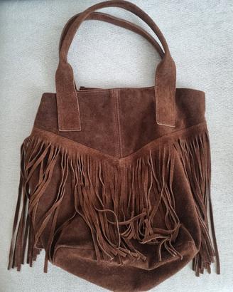 Borsa in camoscio marrone scuro
