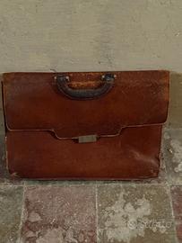 Borsa da lavoro vintage in cuoio marrone (Anni 70)