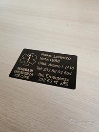 ICE card sportiva in alluminio personalizzata 