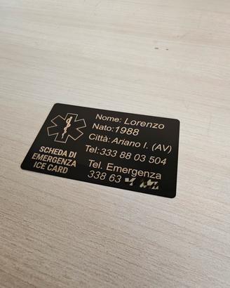 ICE card sportiva in alluminio personalizzata 