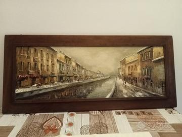 Quadro olio su tela di E. Mantegani 100x35 cm