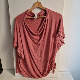 Maglietta donna Mystyle rosa antico scollo ampio