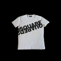 Maglia dsquared2 bianca con scritta mirroring