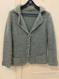 Giacca in lana bouclè verde acqua