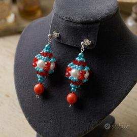 Orecchini Corallo Artigianali Boho Chic neoclassic
