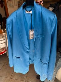 Blazer monopetto in raso bluette jijil