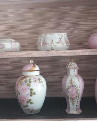set da 7 vasi in ceramica dipinti con oro zecchino