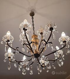 Lampadario Classico a Bracci con Pendenti in vetro