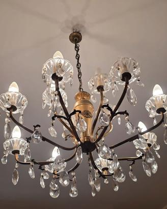 Lampadario Classico a Bracci con Pendenti in vetro