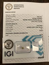 Diamante Naturale 0.46 Ct Fancy Light Yellow - IGI