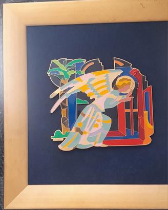 Quadro basso rilievo Ugo Nespolo "Risurrezione"