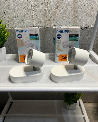 Coppia di faretti led Philips bianchi da muro