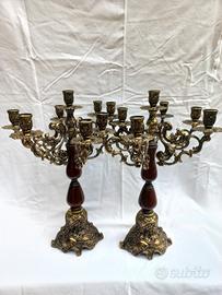 Imponente coppia di candelabri vintage a  7 luci 
