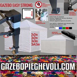 Gazebo 2x2 professionale pvc certificato bianco