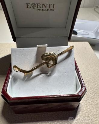 Spilla Hockey Ghiaccio Oro giallo/ bianco 18ct.
