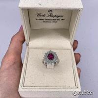 ANELLO ORO 18kt. CON DIAMANTI E RUBINO NATURALI