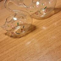 coppia di cigni in vetro vintage 