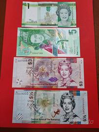 Set 4 banconote con effigie Regina Elisabetta Fds