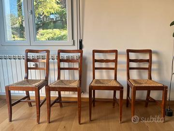 sedie il legno con seduta in paglia