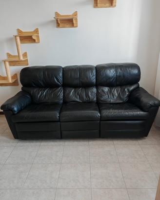Divano 3 posti in pelle con doppio recliner 