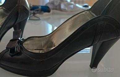 Scarpe donna tacco nere lucide