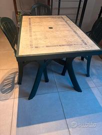 Set Tavolo da Giardino 120x80 cm + 4 Sedie