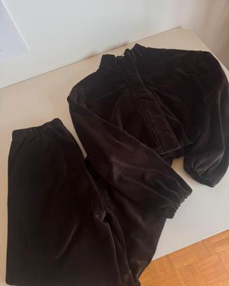 Tuta sportiva in velluto marrone HM