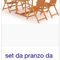 Set tavolo e sedie da giardino in teak
