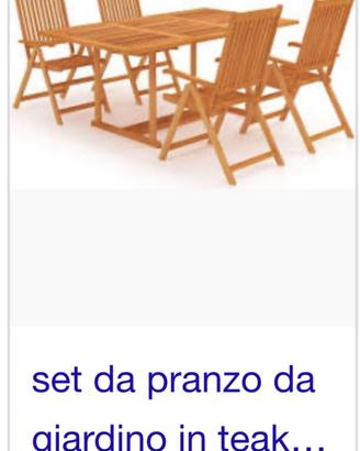 Set tavolo e sedie da giardino in teak