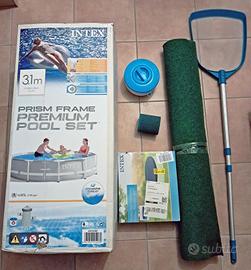 Piscina da giardino 300cm x 75cm + telo + retino