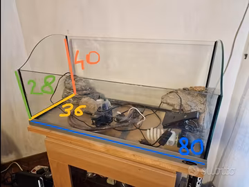 Tartarughiera Acquario Ferplast Vetro 80x36 + KIT!