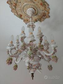 Set Lampadari e Applique in Ceramica di Capodimont