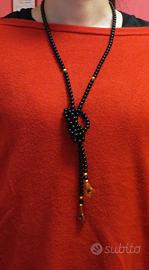 COLLANA liberty onice, fiori corniola argento oro