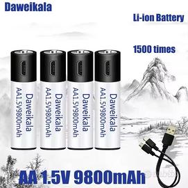 4 batterie stilo A.A lipo1,5V ricaricabili 9800mah