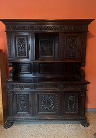 Mobile credenza in noce massello, tintato scuro
