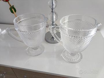 2 Brocca caraffa in vetro lavorato cristallo 1.2l