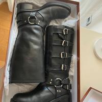 Stivale Biker nero in vera pelle