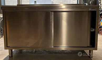 Tavolo armadiato in acciaio inox con alzatina – co