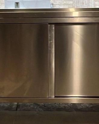 Tavolo armadiato in acciaio inox con alzatina – co