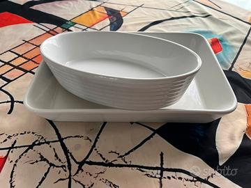 Set 2 pirofile in ceramica bianca