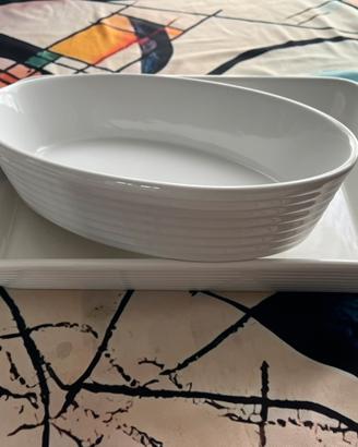 Set 2 pirofile in ceramica bianca