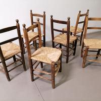 SET DI 6 SEDIE LEGNO PAGLIA RUSTICA COUNTRY AD INC