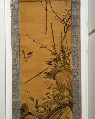 Kakemono pergamena Giapponese seta e carta