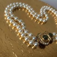 COLLANA DOPPIO FILO DI PERLE NATURALI CON CRISOPRA