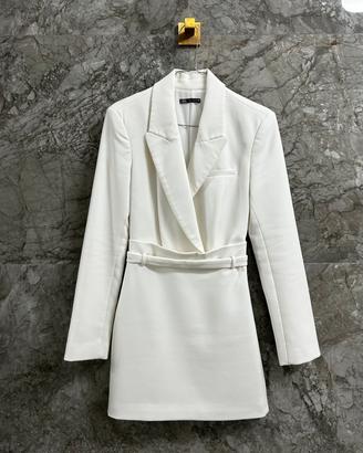 Abito Simil Blazer con Cintura Bianco Sposa Zara