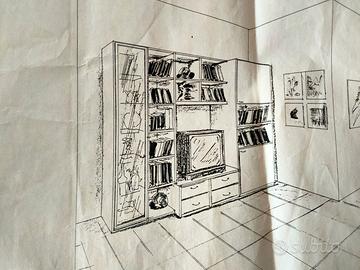 Parete attrezzata ArcLinea e divano B&b.