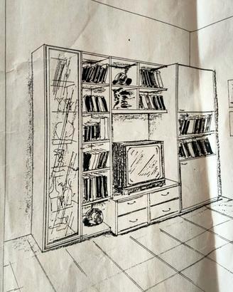 Parete attrezzata ArcLinea e divano B&b.