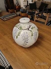 vaso paralume in ceramica dipinto a mano 