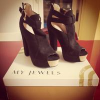 Bellissime Scarpe scamosciate, tacco 12, plateau 3
